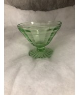 Vintage 1930s Hazel Atlas Green Uranium Vaseline Glass Sherbert Bowl 3 1... - £9.63 GBP