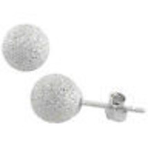 14k White Solid Gold Laser Cut Ball Stud Earrings All Sizes - £28.81 GBP