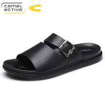 Active New Summer PU Leather Outside Slides Slippers Men Shoes Casual Fashion Ma - £74.36 GBP
