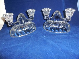 Pair Vintage Glass Double Candle Holders - £9.18 GBP
