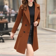 Women 2022 fashion style designer winter plus size 4xl long slim blends double breasted thumb200