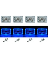 4X6&quot; Blue LED Halo Angel Eye Halogen Headlights Headlamp Bulbs Crystal C... - £117.30 GBP