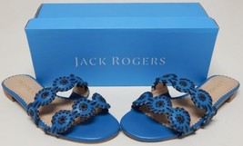 Jack Rogers Mini Lauren Size 6 M Women&#39;s Leather Slide Sandals Atlantic/Midnight - £39.02 GBP