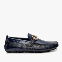 The Pisa Navy Blue Leather Bit Drive Loafer Men Shoe image 9