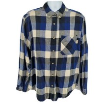 Woolrich Plaid Flannel Men&#39;s Shirt Size L Long Sleeve Button-up Blue - £23.18 GBP