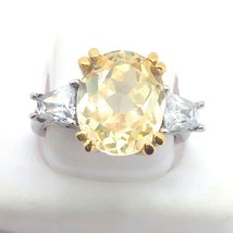 6.00Ct Yellow LC Moissanite White Gold Plated Silver Engagement Wedding Ring - $93.49