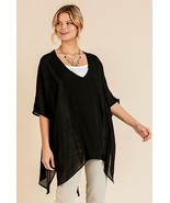 New UMGEE S/M M/L black flowing layering caftan tunic top cover-up cruise - £17.58 GBP