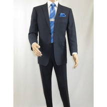 Men Renoir Suit Super 140 Wool Side Vent Slim Fit English Plaid 559-3 Navy Blue image 15