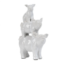 Ceramic Stacking 3 Pigs Statue 9.5X4X13.5&quot; - £50.45 GBP