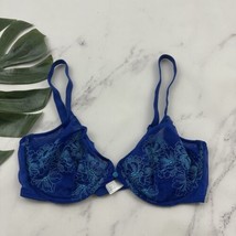 Wacoal Fragile Drama Underwire Bra Size 34 DD Blue Floral Lace Sheer 855250 - £18.94 GBP
