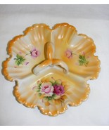 Vintage Lefton China Divided Candy Tray W Handle Pink Roses Hand-Painted... - $553.18 MXN