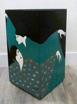 Vintage Asian Art Deco Style Painted Pedestal Side Table By John Wo 24.5... - $296.01