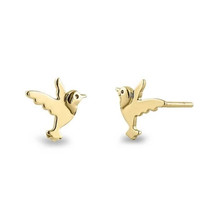 Tiny 14k Yellow Gold studs Hypoallergenic studs Dove Earrings Humming bird earri - £45.37 GBP