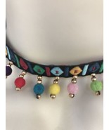 Pom Pom Choker Black Boho Necklace Multi Color Little Pompom Balls New - $4.75