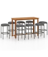 9 Piece Patio Bar Set with Cushions Gray - $1,305.13 CAD