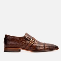 The Strat Single Monk Strap Cap Toe Brown Leather Handmade Men Shoe image 3