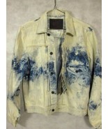 NWT $385 PRPS Japan Distressed Bleached Blue Denim Buckle Jacket Size L M - £151.82 GBP