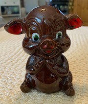 Vintage Ceramic Kitsch Anthropomorphic Brown Pig Piggy Bank - £11.35 GBP