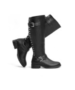 CentroPoint Knee High Boot Fashion Wide Calf Flat Heel Round Toe Zipper ... - €68,35 EUR