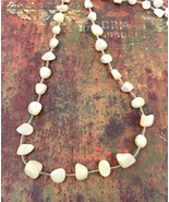 VTG Mother of Pearl Chunky Nugget Shell Beige Natural Seed Bead Necklace... - £19.08 GBP