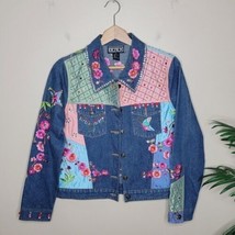 90s 00s Vintage Berek | Floral Butterfly Embroidered Sequin Beaded Jean Jacket - £99.40 GBP