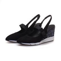 EGONERY Women Shoes New Flock Pointed Toe Elastic Band Super High Wees Platform  - £66.26 GBP