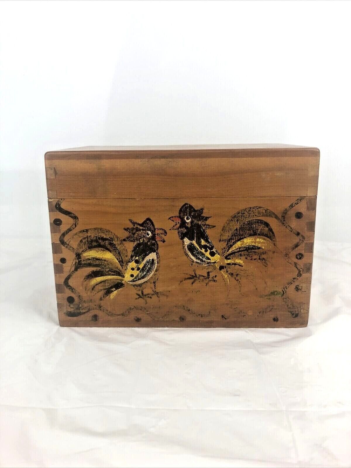 Vintage Clothes Pin Box Wooden Finger Joint WoodPecker WoodWare - $4.67