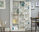 Tall Storage Cabinet w/ Door Shelves Wood Office Kitchen Pantry Organize... - $295.73+