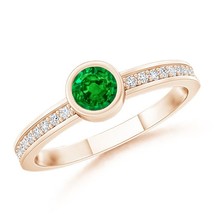 ANGARA Lab-Grown Ct 0.25 Emerald Stackable Ring with Diamond in 14K Solid Gold - £586.77 GBP