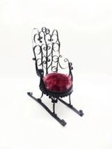 Vintage Handmade Tin Can Pincushion Chair Dollhouse Furniture Velvet - $10.44