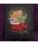 2 Sweet Angel Kids Singing Hearts Out in Santa Boots VTG Christmas Greet... - $7.28 CAD