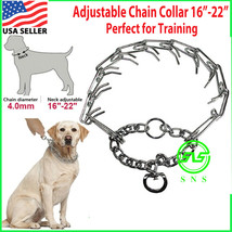 Dog Training Choke Chain Collar Adjustable Metal Steel Prong Pinch 4.0M 16&quot;-22&quot; - £15.00 GBP