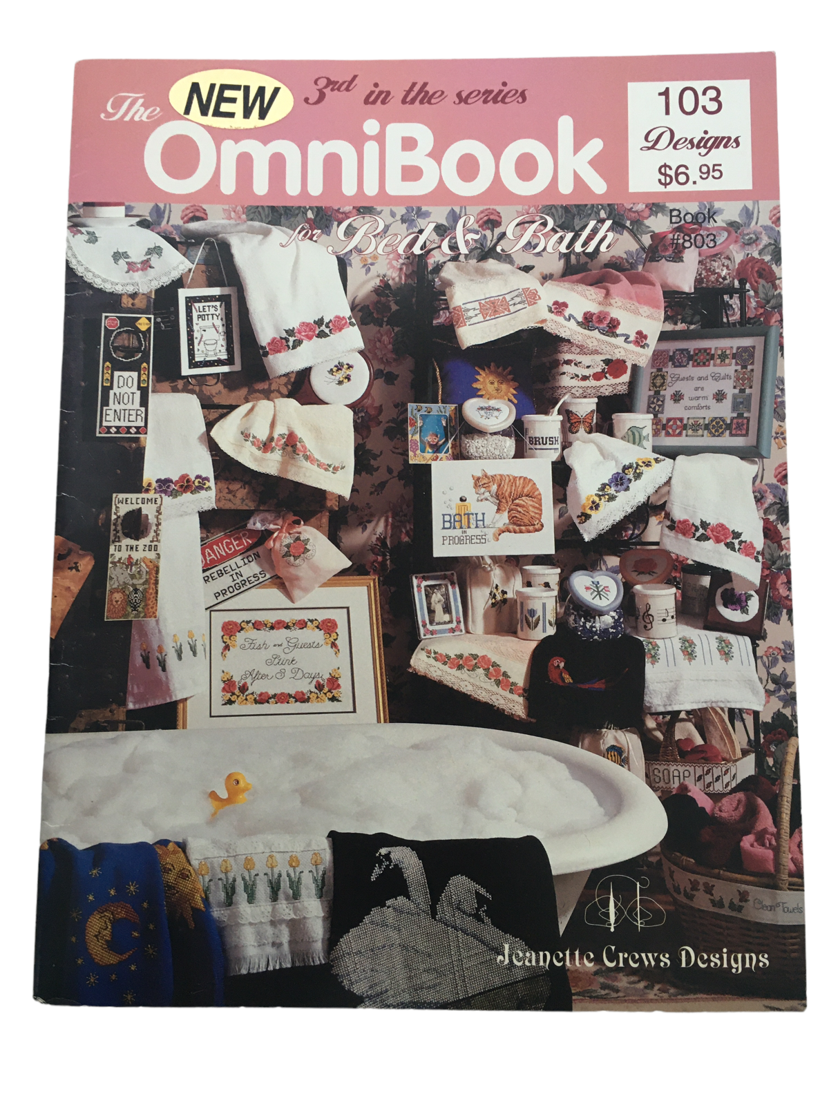 The OmniBook for Bed and Bath Cross Stitch Pattern Book Jeanette Crews Cat Moon - £7.50 GBP