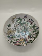 Vintage Floral Hand Painted Porcelain 7&quot; Bowl - Dragonfly - Goldfish - M... - $24.75