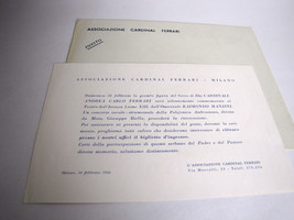 Invitation to a Commemoration Cardinal Andrea Carlo Ferrari 26 February 1956-... - £5.68 GBP