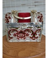 Vintage Red Tapestry and Silver Borsa Bella Box Purse - £98.45 GBP