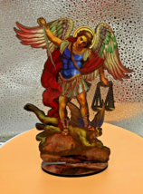 Saint Michael The Archangel 6&quot; Laser Image on Thin Wood Statue, New #033 - £5.63 GBP