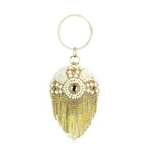 New Fashion Women&#39;s Tassel   Crystal Beaded  Round Ball Shoulder Clutches Bridal - £32.09 GBP