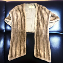 Vintage Famous Barr Co. St. Louis Mink Fur Shawl Stole Long Wrap Front M... - $280.49