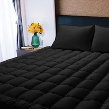 Redkey Queen Mattress Pad - Stretches To 18&quot; Deep Pocket Elastic, 60*80In, Black - £47.17 GBP