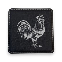 Coaster - Chicken - SET OF 2 - Leather or Stitched Cork (Rawhide/Black) - $16.65