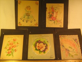 Lot of 5 Vintage GREETING CARDS 1930 - 1940s Birthday [Y79C1o] - £4.36 GBP