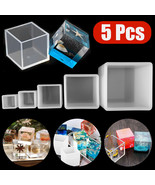 5Pcs Square Cube Silicone Mould Epoxy Resin Molds DIY Pendants Making Cr... - £19.76 GBP