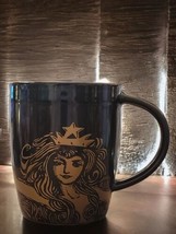 Starbucks Coffee Siren Mermaid 2012 Anniversary Coffee Mug Black Brown Gold 12oz - £17.37 GBP