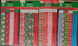 Christmas Colored Wood Pencils #2 HB Lead &amp; Erasers 12/Pk, Select Patterns - £2.39 GBP