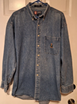 Vintage Chaps Ralph Lauren Denim Button Down Shirt Mens RL Chaps Logo Sz Large - £17.01 GBP