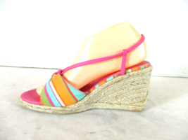 Fioni Pink Blue Orange Slingback  Wedge Heels Sandal Shoe Women 8 W  (SW40) - £19.78 GBP