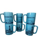6 OTAGIRI Blue Mugs Lighthouse Nautical Coast Gibson Greeting Cards Desi... - £55.18 GBP