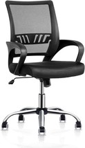 Monibloom Office Swivel Desk Mesh Chair, Mid Back Ergonomic Rolling, Black - £71.38 GBP