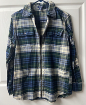 Chaps Long Sleeved Full Zip Flannel Shacket Womens Size Small Blue Plaid... - $16.71